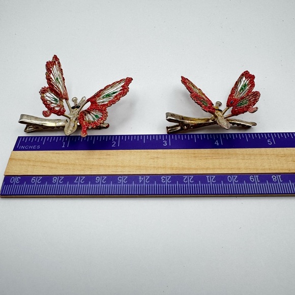 Vintage Butterfly Hair Clips Trembler Moving Wings - Picture 5 of 5